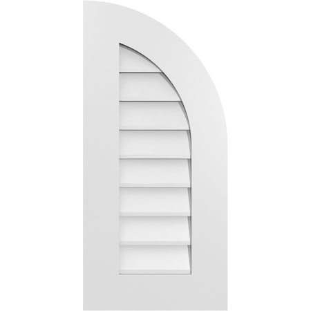 Ekena Millwork Quarter Round Top Right Surface Mount PVC Gable Vent w/ 3-1/2"W x 1"P Standard Frame, 14"W x 30"H GVPQR14X3001SN